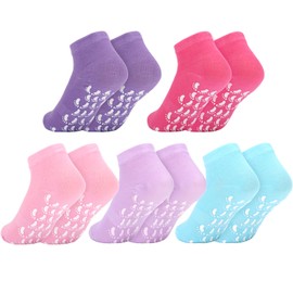 kilofly 5 pairs Non-Skid Soft Cotton Summer Slippers Gripper Socks Value Pack (set5 C)