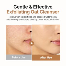 Purito Limpiador facial exfoliante de avena, lavado facial diario hidratante con arcilla exfoliante suave que minimiza los poros, pantenol, agua de se