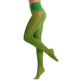 Frola Oil Shiny Stockings Pantyhose 360°Seamless Crotch High Waist Smooth Tights for Women (Large, 2Pairs Clover Green)