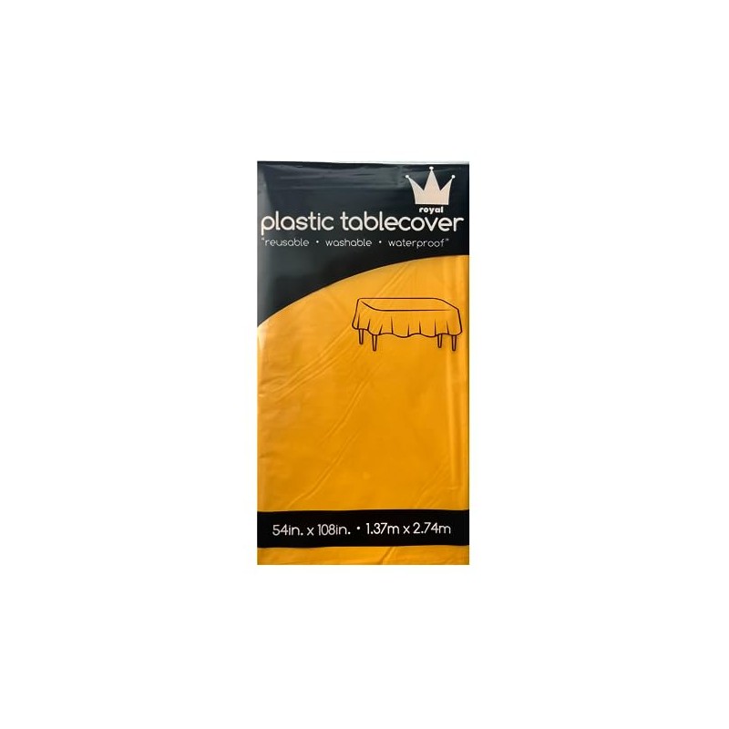 ROYAL7 3 Pack Yellow, Rectangle Disposable Plastic Tablecloth for Picnic,