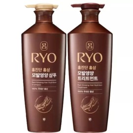 Ryeo 려 홍진단 홍삼 모발영양 820ml 샴푸+트리트먼트 약해진 두피와 모발 Red ginseng hair nourishment shampoo and treatment for weak scalp and hair 820ml