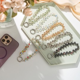 MORSUNBELA Phone Chain Phone Accessories Bracelet Charm Phone Chain Beads Hand Wrist Strap Lanyard Phone Chain Beaded for Girl Women