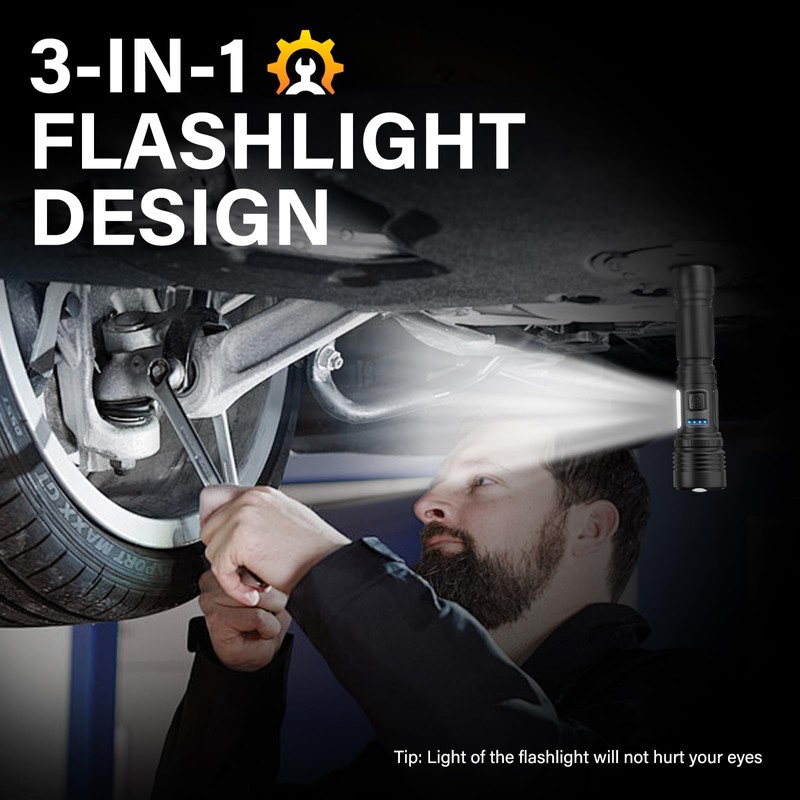 Flashlight High Lumens, Rechargeable Magnetic Super Bright Flashlights, 1000 Lumen