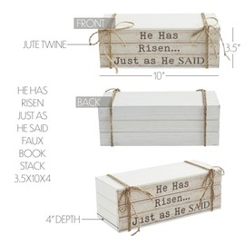 VHC Brands Celebrate Grace He Has Risen Just As He Said Faux Book Stack 3.5x10, MDF Books, Easter Decor, Table Decorations