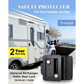 TrampgiK Engineering Plastic Camper Door Lock, Camper Door Handle Latch Replacement, Fit 3.65" x 2.95" Lock Hole, RV Door Lock for Travel Trailers,Entrance Front Door, Pack of 5 Different Keys