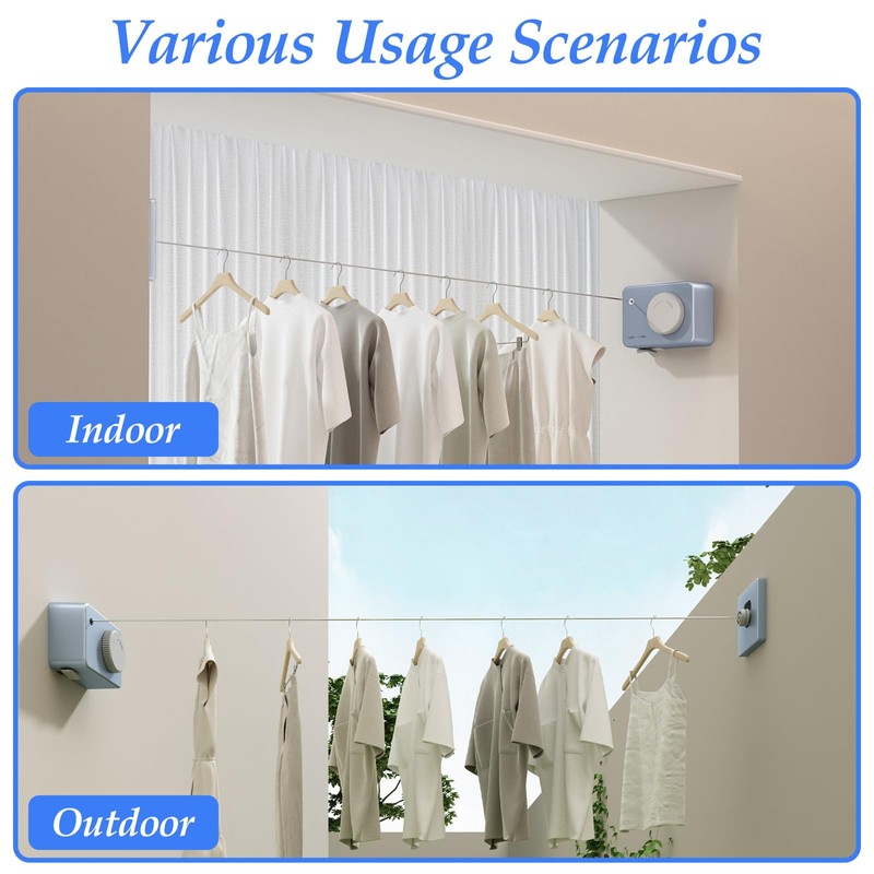 Danpoo Clothes Line Retracting Indoor Clothes Drying Line for Laundry