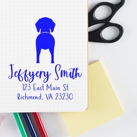 German Shorthaired Pointer Customized Address Stamp Square Self-Inking, Easy Press and Print Stamping, Available in 11 Ink Colors, Mailing Address Stamp, Size 1-5/8", Ink Stamps