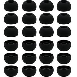 BLLQ 12 Pairs Silicone Replacement Earbud Ear Buds Tips Compatible with 3.8mm to 5.5mm Nozzle Earbuds Earphones, Large Size Black