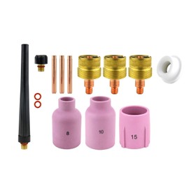 SÜA - Consumables Kit for 9-20-25 Series TIG Torches with Large Diameter Gas Lens Set-Up - Sizes: 1/16'', 3/32'' and 1/8'' (Model: AK-4-LDGL)