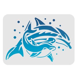 FINGERINSPIRE Dolphin Stencil 11.7x8.3Inch Sea Ocean Creatures Stencils Reusable Sea Animals Stencils Ocean Theme Stencil for DIY Crafts Home Decor Wood Wall Paint
