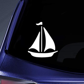 Bargain Max Decals Sail Boat Silhouette Sticker Decal Notebook Car Laptop 5.5" (White)