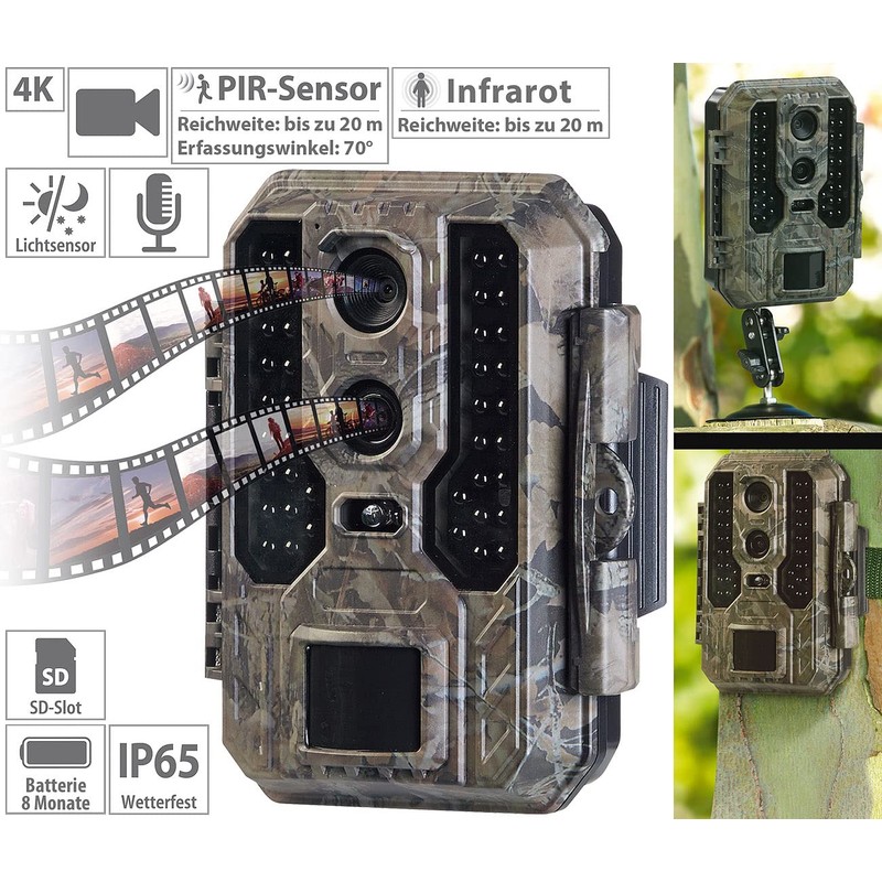 VisorTech Wildlife Cameras: 4K Wildlife Camera with Dual Lens, IR