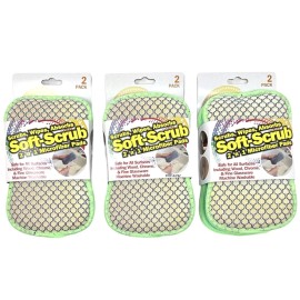 A&H Soft Scrub Microfiber Scrub n Wipe Cleaning Sponge Pads 6 Total Large 6.5"x4"