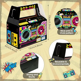 Zonon Pack of 24 80s 90s Novelty Boom Gift Boxes 80s 90s Theme Retro Radio Gift Boxes Decoration Hip Hop Theme Table Decoration for Birthday Music Retro Theme Party Accessories (New 80s)