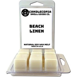 Candlecopia Beach Linen Strongly Scented Hand Poured Vegan Wax Melts, 12 Scented Wax Cubes, 6.4 Ounces in 2 x 6-Packs