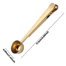 EMVANV Coffee Scoop Clip,Stainless Steel Measuring Scoop With Coffee Bag Clip for Ground Coffee Tea Protein Scoop Tablespoon Measure Spoon(Gold)