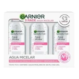 Agua Micelar GArnier Skin Active 3 pzas de 400 ml c/u
