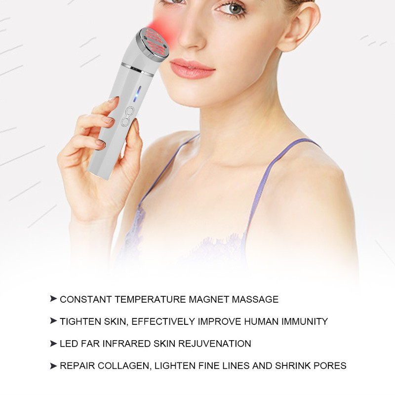 Portable Photon Red Blue Light Facial Hot Compress Massage Anti