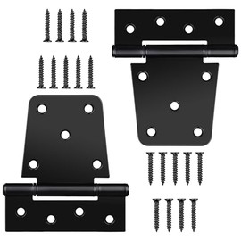 3.5 Inch Heavy Duty Gate Hinges, 2 Pack Black Iron Extra Thick T Door Hinges, Gate Hardware Kit for Indoor Outdoor, Shed, Wooden Fences, Vinyl Fence, Barn Door, Garage (Screws Included)