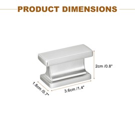 sourcing map 10 Pack Cabinet Knobs, Single Hole Cabinet Handles Rectangle Knobs for Cupboard Closet Bathroom Dresser Drawer Knobs Silver