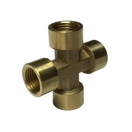 Mvated 1/4” Female BSP 4-Way Brass Cross Pipe Fitting Adapter splitter Connector