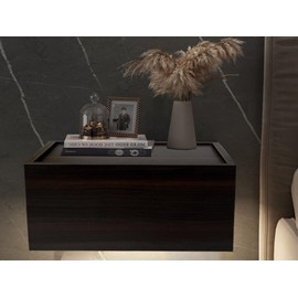 Lizipai Floating Nightstand Wall Mounted, Concealment Furniture,Night Stand with Drawer, ​Hanging Bedside Table （Night Falls Black-Left-Big）