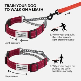 CollarDirect Martingale Dog Collar Dog Choke Collars Stainless Steel Chain Quick Release Buckle - Reflective Collar for Large, Medium, Small Dogs - Dark Red, Medium (Neck Size 14"-17")