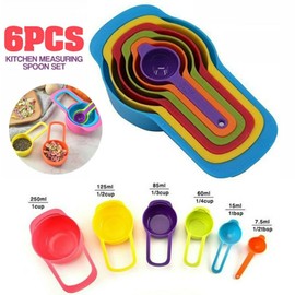 Buy-Simplicity® 6Pcs Rainbow Measuring Spoon Set,Stackable Combination Measuring Cup Tools, Scoop with Scale for Cooking Baking Tool Kitchen,7.5/15/60/85/125/250 ML