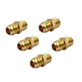 5Pcs 3/8" NPT x 3/8 Flare Tube Fittings,3/8 Flare to 3/8 Inch Male NPT Brass Pipe Fittings