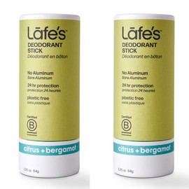 Lafe's Natural Deodorant | 2-Pack 2.25oz Plastic Free Natural Deodorant Stick in Paper Packaging | Aluminum, Paraben and Baking Soda Free with 24-Hour Protection (2-Pack Citrus & Bergamot)