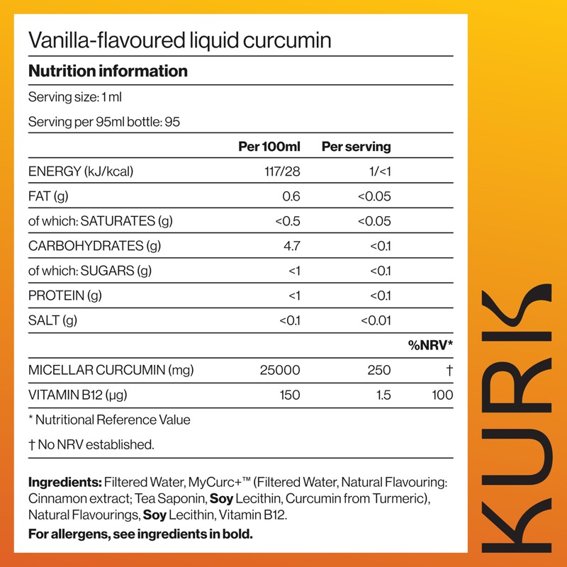 KURK Essential Liquid Turmeric Supplement, Turmeric Curcumin Drops, Oil for