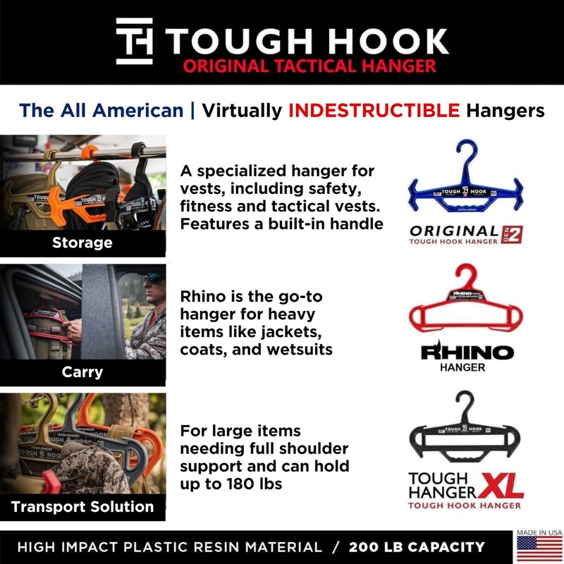 Rhino Tough Hook Heavy Duty Clothes Hangers – Made in