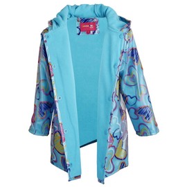 Wippette Baby Girls Hooded Waterproof Fleece Lined Heart Print Raincoat Jacket