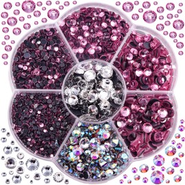 Blinginbox 3000pcs Hotfix Rhinestones, Pink Hotfix Crystal Rhinestones Mixed Sizes SS6-SS30 Gems for Clothes and Craft DIY Decorations(Lt.Pink)
