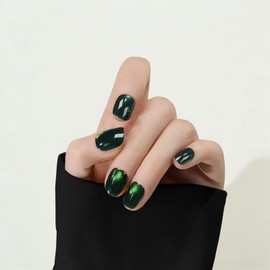 KQOKQO Nail Tips, Fake Nails, Short, Round, Fake Nails, 10 Pieces, Just Stick on Nails, Natural Fit, Cats, Skin Glowing, Cute, Stylish, Coming-of-Age Ceremonies, Wedding, Ultra Thin, Office Nails