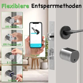 Anweller Fingerprint Door Lock, Electronic Door Lock, Front Door Code, Smart Lock Cylinder 60 mm with 2 Keys, 2 IC Cards, for Doors from 65-90 mm