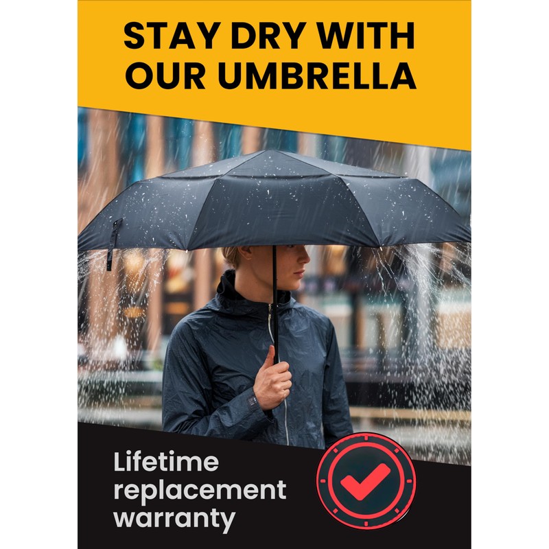 Premium Umbrella Windproof Travel Umbrellas for Rain - Compact Small