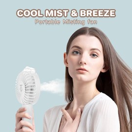SANCHAISEN Small Portable Misting Fan Rechargeable: Powerful Hand held Usb Mister Fan 2000mAh for Women Girl Outdoor Travel