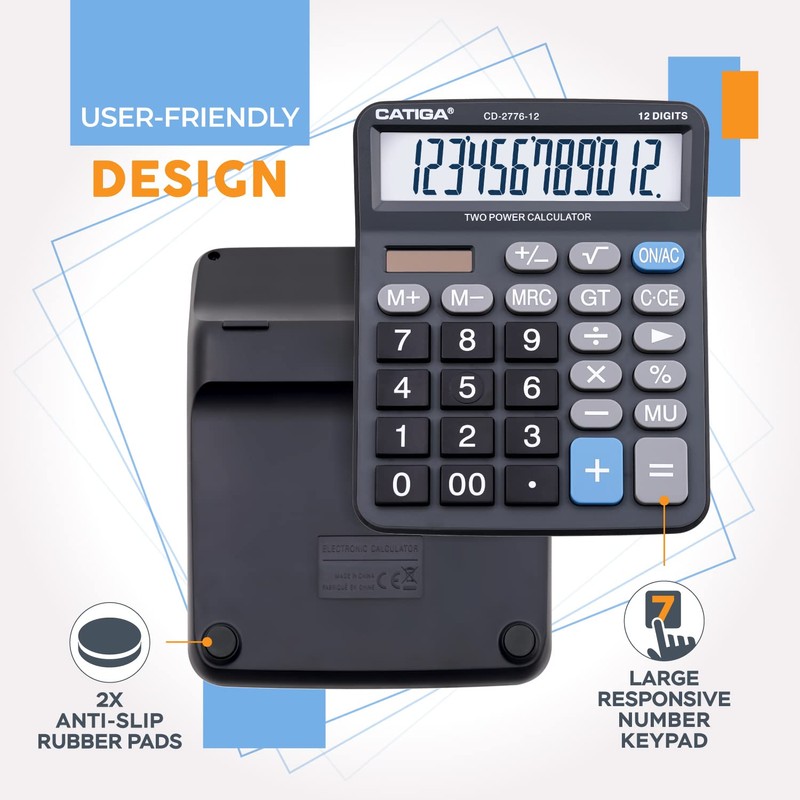 Premium Commercial 12-Digit Large Desktop Calculator with Huge 5-Inch LCD