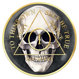 AA Recovery Medallion | AA Chip | AA Coin | Alcoholics Anonymous Chip | Recovery Gift | AA Skull Chip (1 Year)
