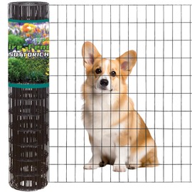 SOTTORICH Wire Fence 24in x 50ft, 2X 3 16GA, Black PVC Coated Garden Fence for Yard Garden Border Fencing Roll Vinyl Coating Metal Wire Mesh for Yard Vegetable Plant Protection Poultry Netting