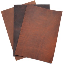 HAPPER STUDIO Cowhide Leather Thickness 1.6 mm Pull Up Crazy Horse Waxed Leather Sheets for Crafts (3, Mix Brown, A4 (210 x 297 mm)