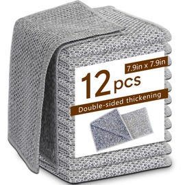puretor 12Pcs New Upgrade 2-LayerNonScratch Wire Dishcloth, WireDishwashing Rag, Non-Scratch Wire DishwashingRagsfor Wet and Dry, Kitchen Cleaning Dish Ragsfor Cookware,Sinks, Dishes,Stove
