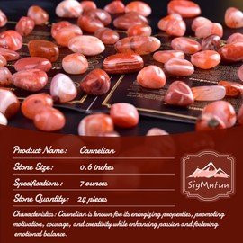 SigMntun SigMntun Polished Carnelian Stones Healing Crystal Bulk, 24 Pcs, 1.5 cm Handpicked Natural Tumbled Gemstones Rocks for Healing, Reiki, Meditation, Witchcraft and Home Decoration