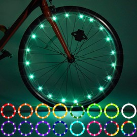 Waybelive Waybelive 2 Pack LED Bike Wheel Light, Remote Control Bicycle Tire LED Light, Wheelchair Light, 16 Color Change by Yourself, Waterproof, Super Bright to Ride at Night, Good Gift for Kids(2 Tires)