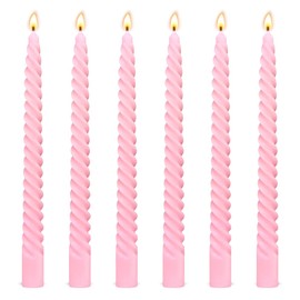 Beilisen 6 Pack 10 Inch Pink Spiral Taper Candles for Holiday Home Decoration, Unscented Dripless Twisted Candlesticks for Dinner Party Wedding Valentine's Day Baby Shower and Easter