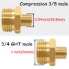 Uenede Water Line Adapter, 3/4" GHT Male to 3/8" Compression