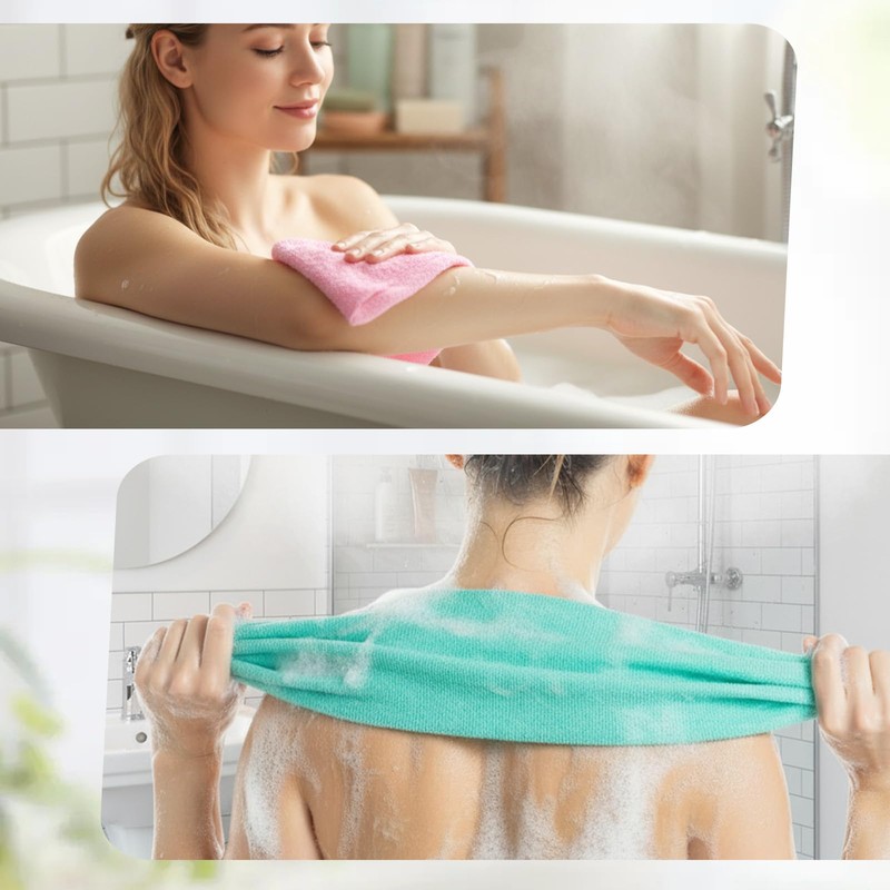 Matwsec 2 Pcs Back Scrubber for Shower, 15.55 Inch Exfoliating