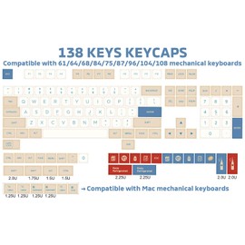 Hyekit PBT Keycaps 138 Keys Soy Milk Keycap Dye-Sublimation Cute Keycaps XDA Profile Custom Keycap Set for Mac Windows PC Mechanical Keyboards