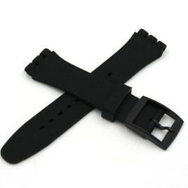 Vintage Time Watches | Watch Strap 17mm Black Resin (20mm) fits Swatch Compatible PVC Replacement Band